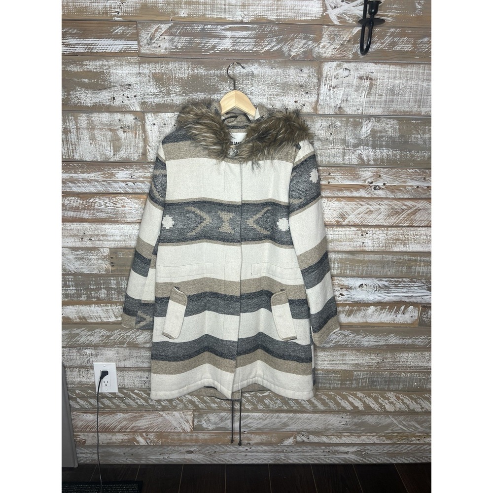 BB Dakota Womens Hooded Winter Coat w/ faux fur-trimmed hood M